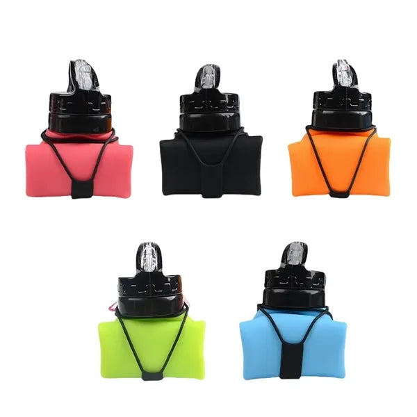 20 oz Collapsible Silicone Water Bottle With Straw Lid