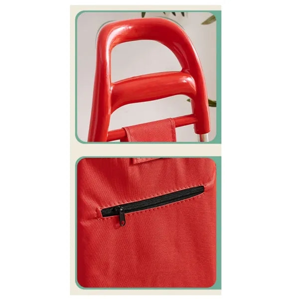 Portable folding hand shopping cart grocery bag