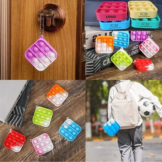 Rainbow Push Pop Bubble Toy Keychain