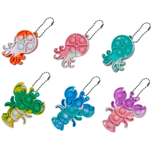 Rainbow Push Pop Bubble Toy Keychain