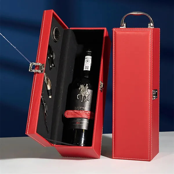 Leather Wine Gift Boxes with 4-Piece Accessories Set