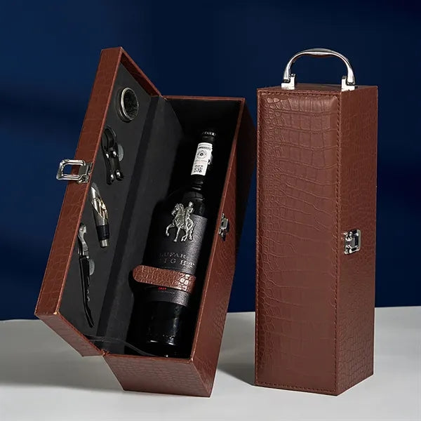 Leather Wine Gift Boxes with 4-Piece Accessories Set