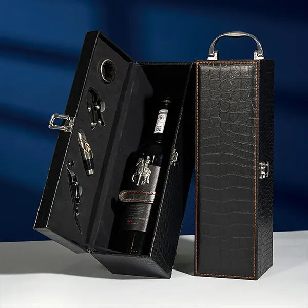 Leather Wine Gift Boxes with 4-Piece Accessories Set