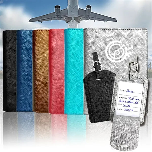 Luggage tag and passport holder set