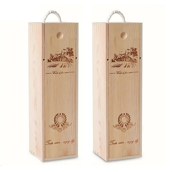 Wooden Wine Box with Handle for Christmas Birthday Party