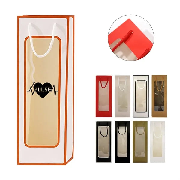 Wine Gift Bag with Window Kraft Paper for Wedding