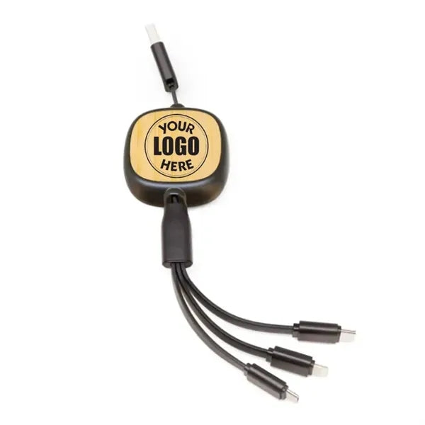 Bamboo Retractable 3-in-1 Charging Cables