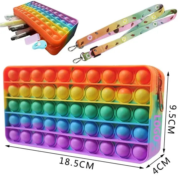 Fidget Pencil Pen Case Silicone Bubble Toy