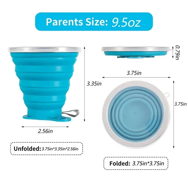 Silicone Collapsible Travel Camping Drinking Cup with Lid