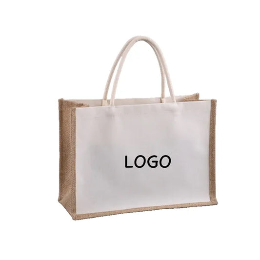 Two-Color Canvas And Jute Tote Bag