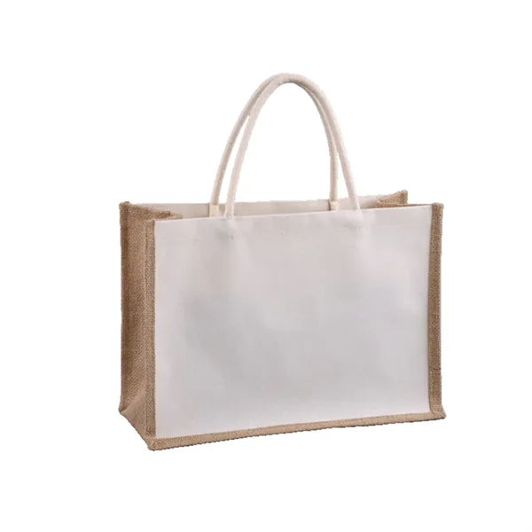 Two-Color Canvas And Jute Tote Bag