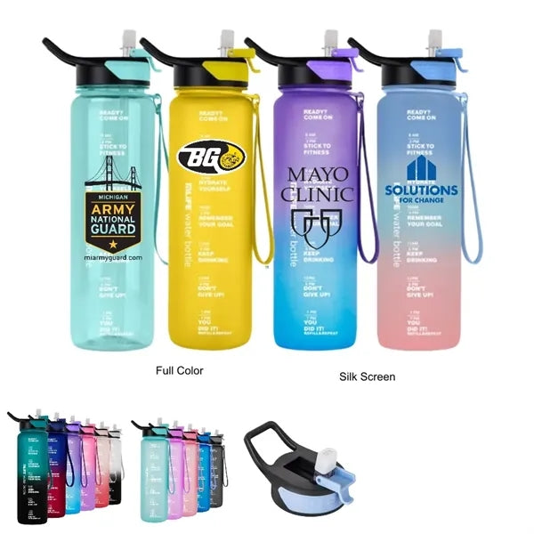 22/32 oz Motivational Water Mug with Time Marker And Straw