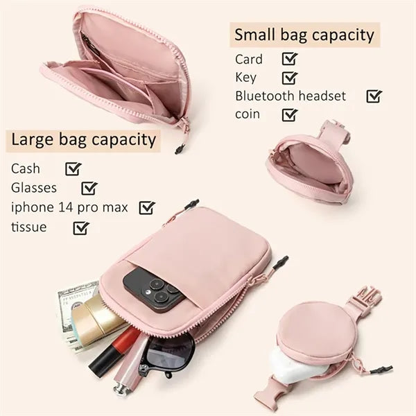 Travel Crossbody Bag with Removable Small Pouch