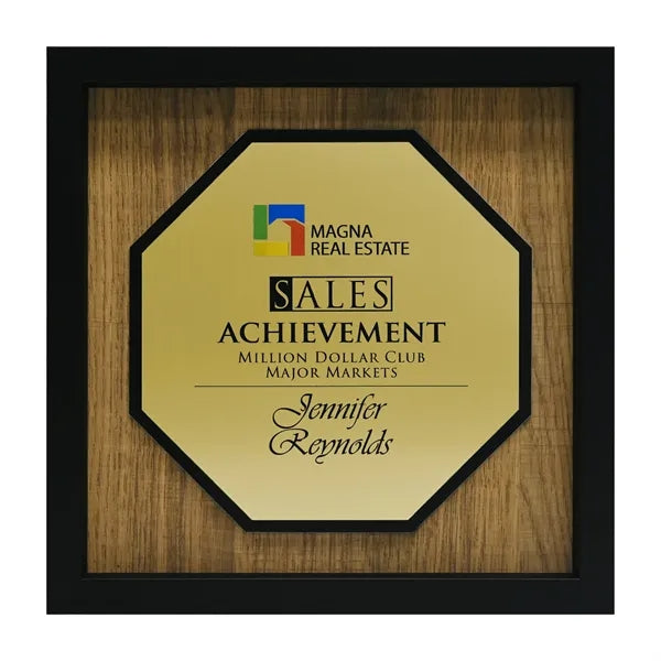 Newbury 10" x 10" Octagon Award with Brushed Gold Plate