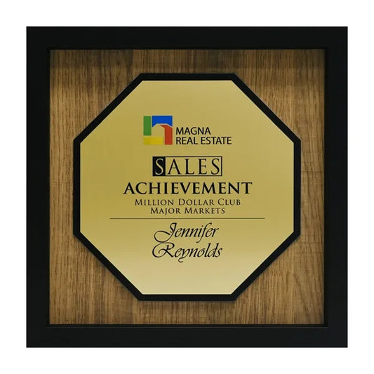 Newbury 10" x 10" Octagon Award with Brushed Gold Plate