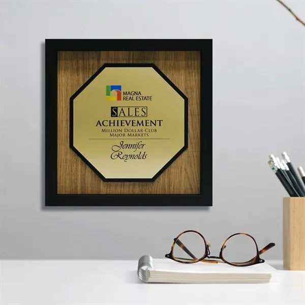 Newbury 10" x 10" Octagon Award with Brushed Gold Plate