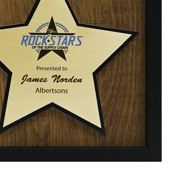 Newbury 10" x 10" Star Award with Brushed Gold Plate