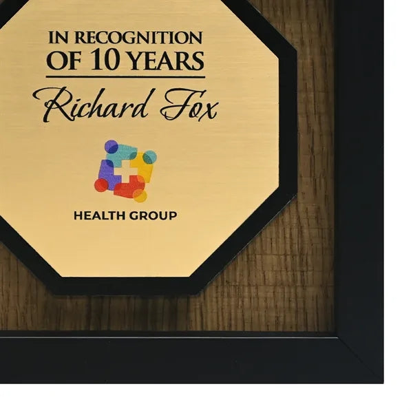Newbury 6" x 6" Octagon Award with Brushed Gold Plate