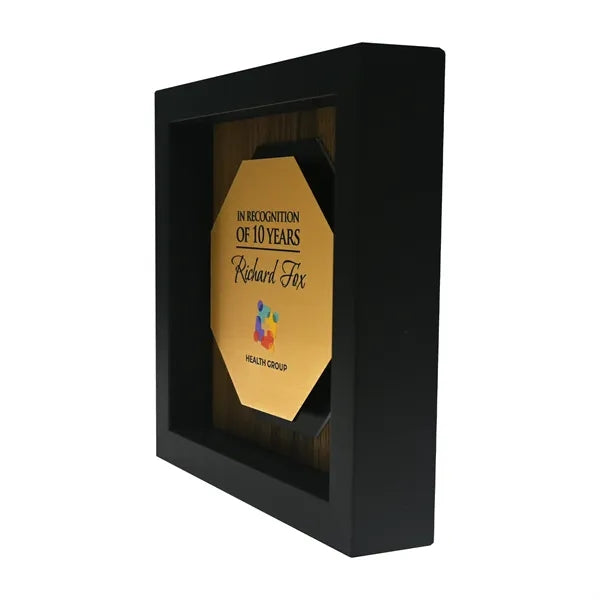Newbury 6" x 6" Octagon Award with Brushed Gold Plate