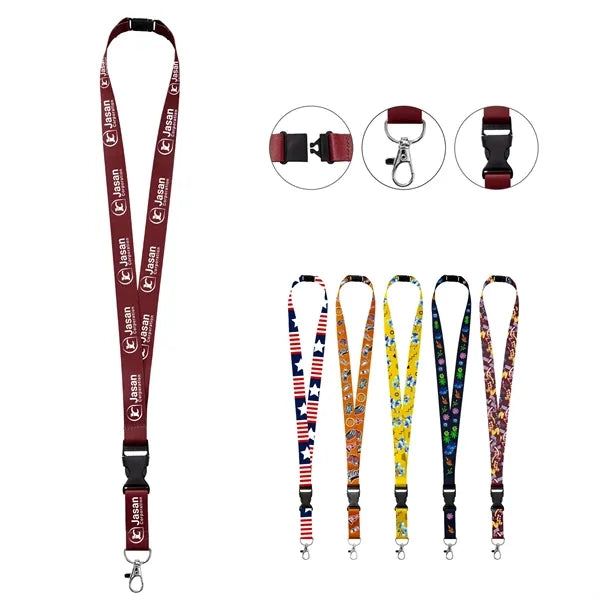 3/4'' Sublimated Lanyard With Lobster, Buckle And Breakaway