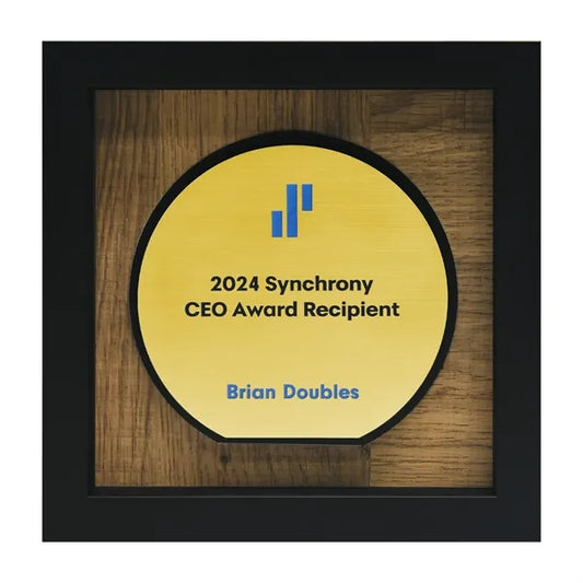 Newbury 6" x 6" Circle Award with Brushed Gold Plate