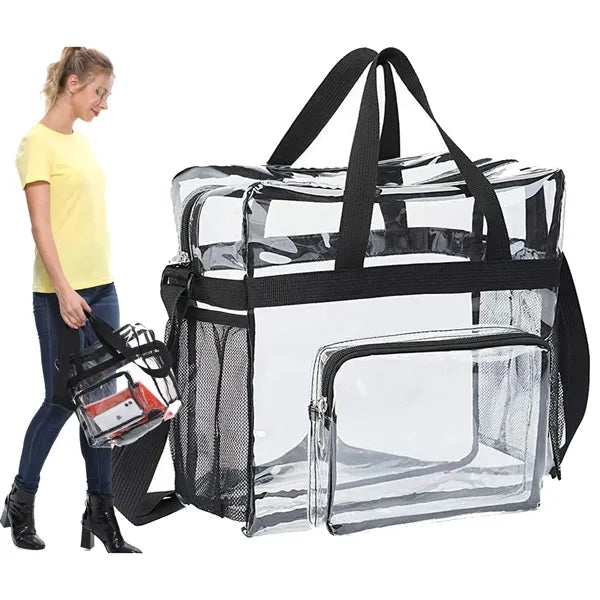 Shoulder PVC Clear Tote Bag with Front Pocket