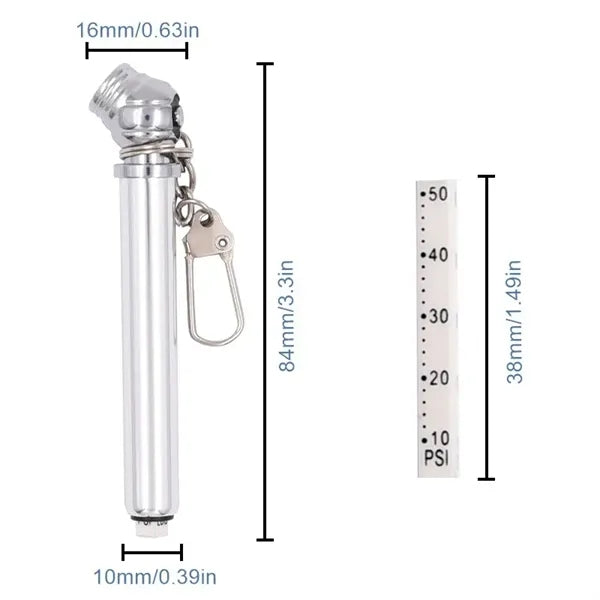 3 1/3" Custom Mini Aluminum Tire Pressure Gauge Keychain