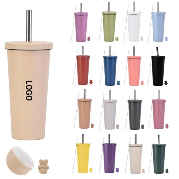 24oz Stainless Steel Insulated Straw Cup With Ceramic Liner