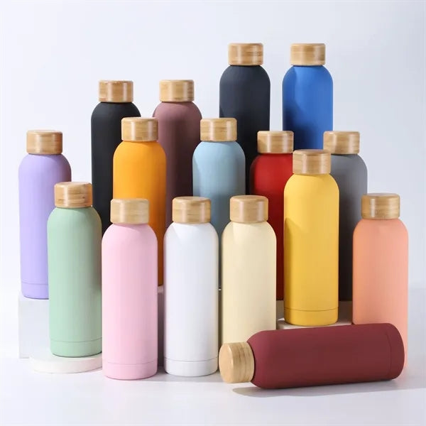 500ml Insulated Narrow Mouth Sports Flask with Bamboo Lid