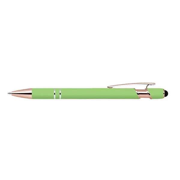 Soft Touch Ballpoint Stylus Pen with Rose Gold Accents