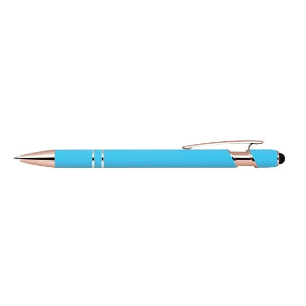 Soft Touch Ballpoint Stylus Pen with Rose Gold Accents