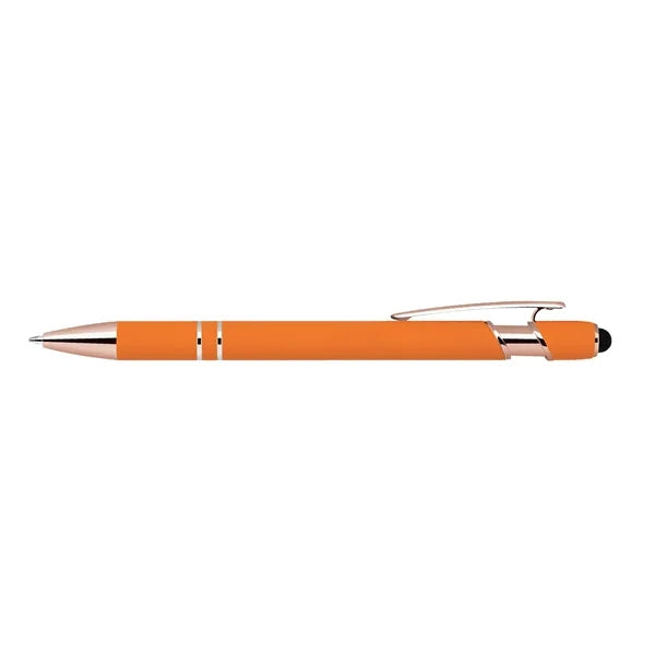 Soft Touch Ballpoint Stylus Pen with Rose Gold Accents