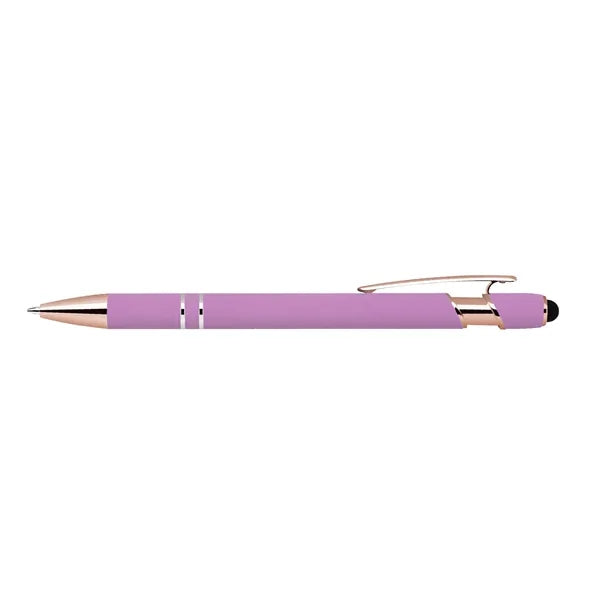 Soft Touch Ballpoint Stylus Pen with Rose Gold Accents