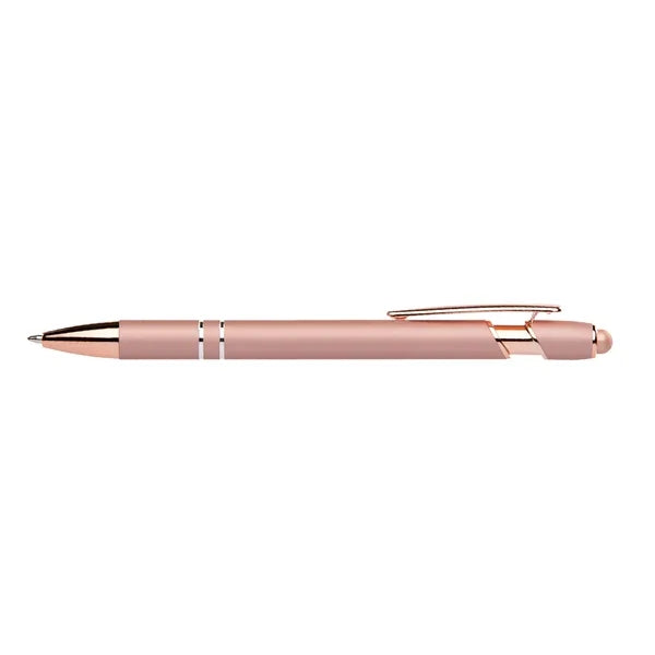 Soft Touch Ballpoint Stylus Pen with Rose Gold Accents