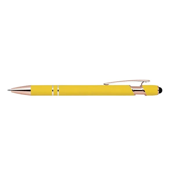Soft Touch Ballpoint Stylus Pen with Rose Gold Accents