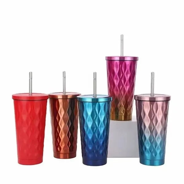 500ml Bling Iced Coffee Tumbler with Straw and Lid for Drink
