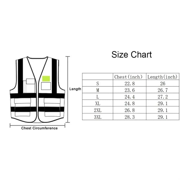 Mesh Reflective Tape Safety Vest With 4 Pockets