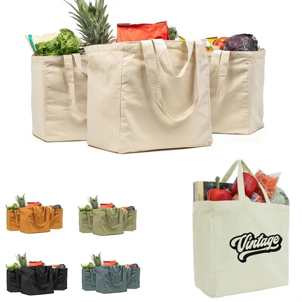 Heavy Duty 12oz Canvas Grocery Bag with Real Pockets