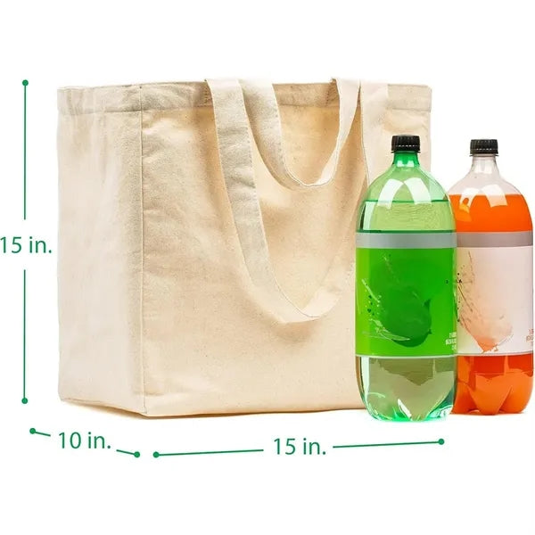Heavy Duty 12oz Canvas Grocery Bag with Real Pockets