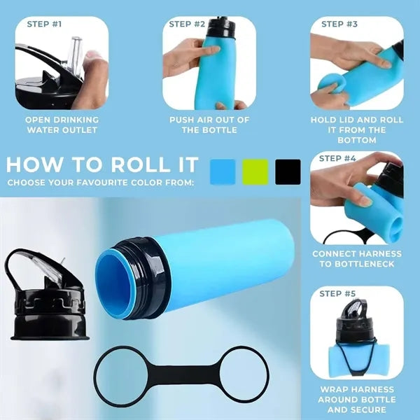 600ml Silicone Drinkware Outdoor Foldable Water Bottle