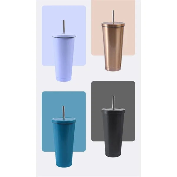 Double Wall Tumbler Cup With Straw