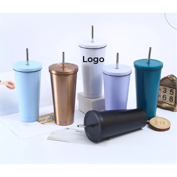 Double Wall Tumbler Cup With Straw