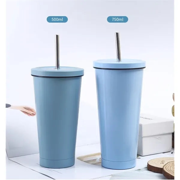 Double Wall Tumbler Cup With Straw