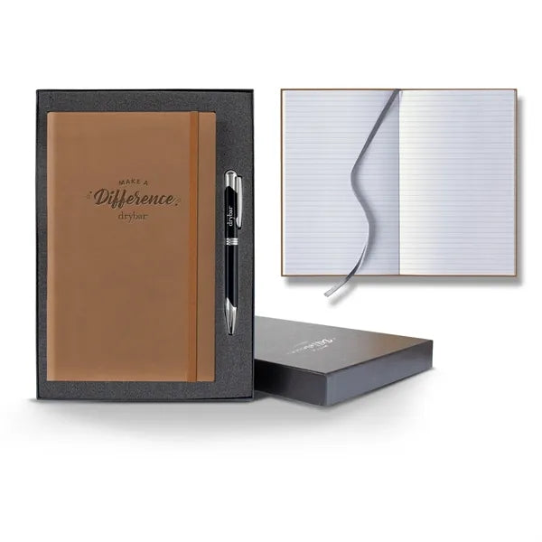 Tucson Banded Medio Lined White Page Journal Gift Set
