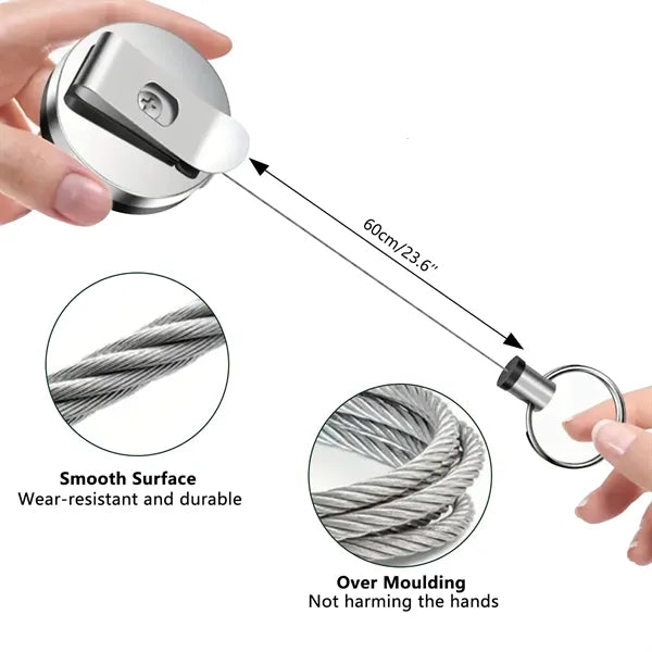 Metal Retractable Badge Reel w/ Silicone Pen Holder & Clip