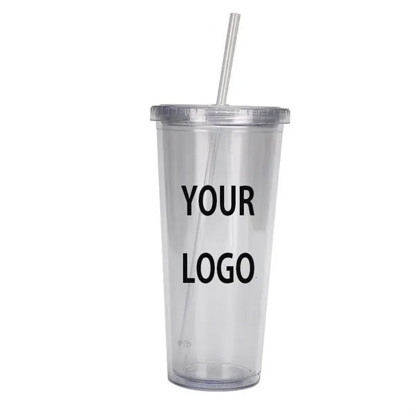 24 Oz Transparent Plastic Water Bottle Double Wall