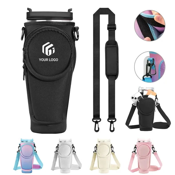 40oz Waterproof Water Bottle Carrier Bag with Phone Pocket