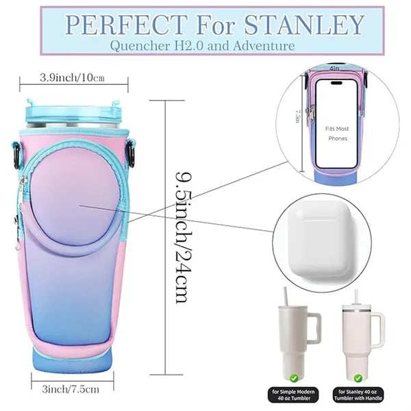 40oz Waterproof Water Bottle Carrier Bag with Phone Pocket