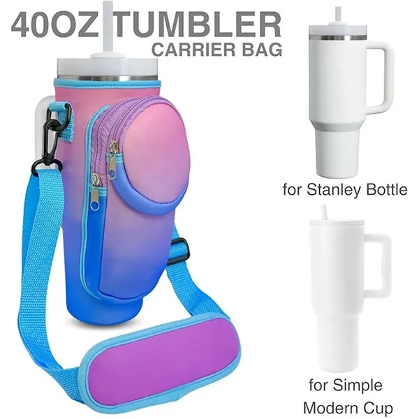 40oz Waterproof Water Bottle Carrier Bag with Phone Pocket