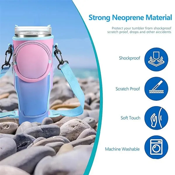 40oz Waterproof Water Bottle Carrier Bag with Phone Pocket